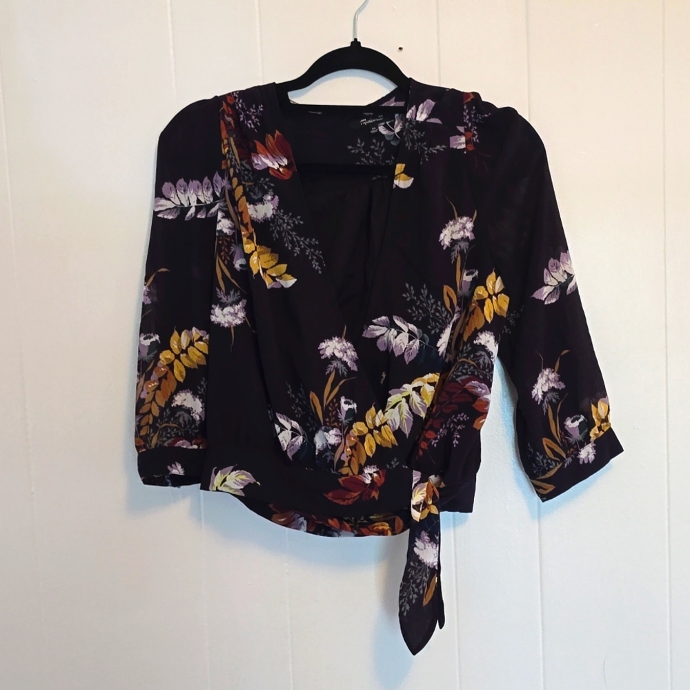 Madewell purple pattern blouse size xsmall